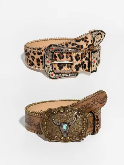 Turquoise stone cowgirl buckle boho belts