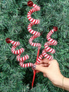 Set of 6 red and white spiral Christmas picks