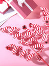 Set of 6 red and white spiral Christmas picks