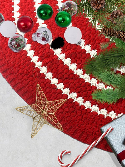 Red and white stripe Christmas tree skirt