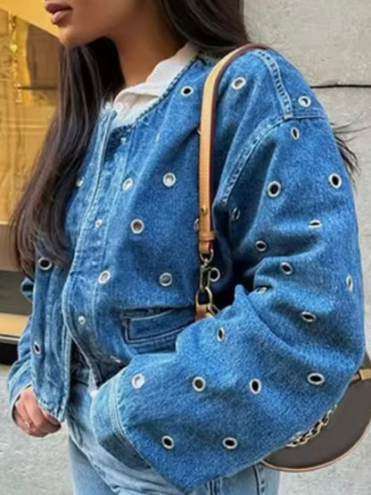 Blue jeans cutout detailing jacket