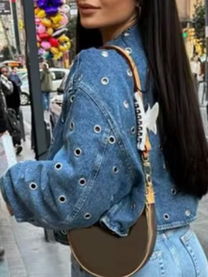 Blue jeans cutout detailing jacket