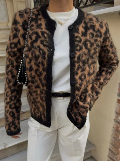 Furry leopard crop jacket