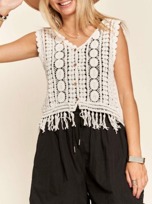 Off white knitted crochet crop top