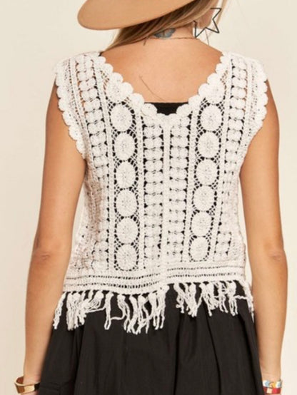 Off white knitted crochet crop top