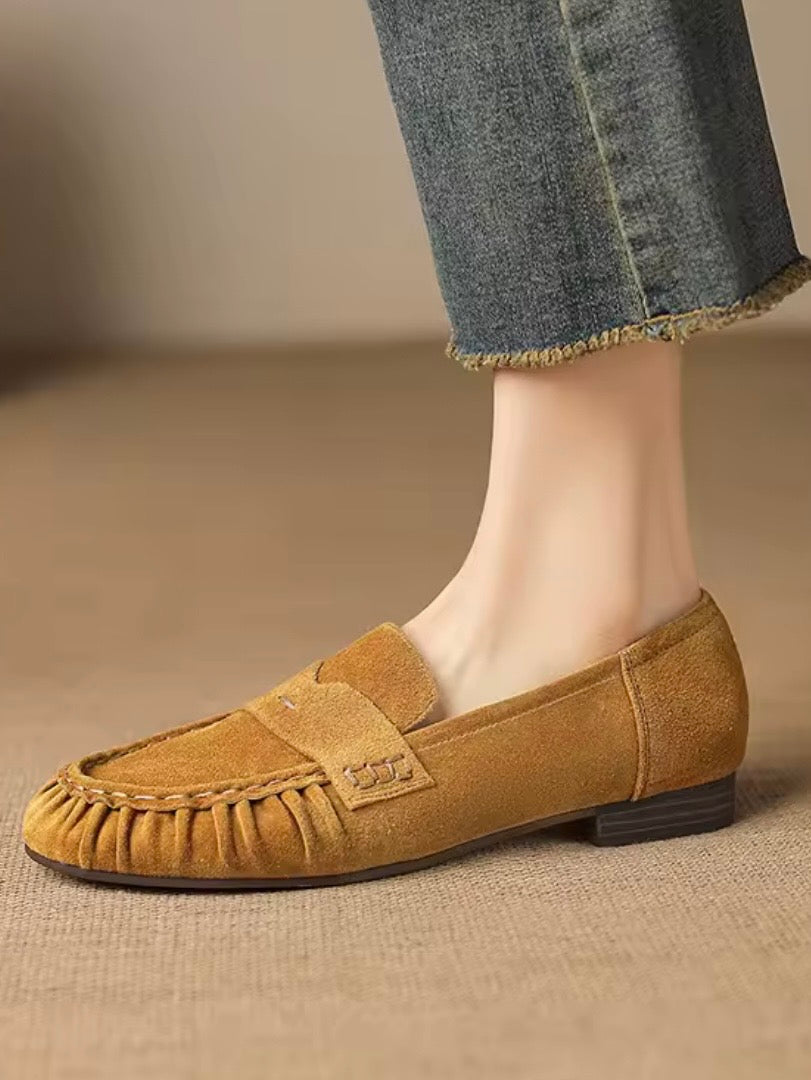 Suede slip on loafers moccasins shoes