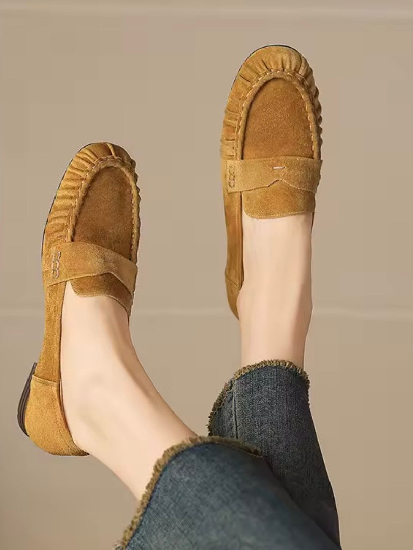 Suede slip on loafers moccasins shoes