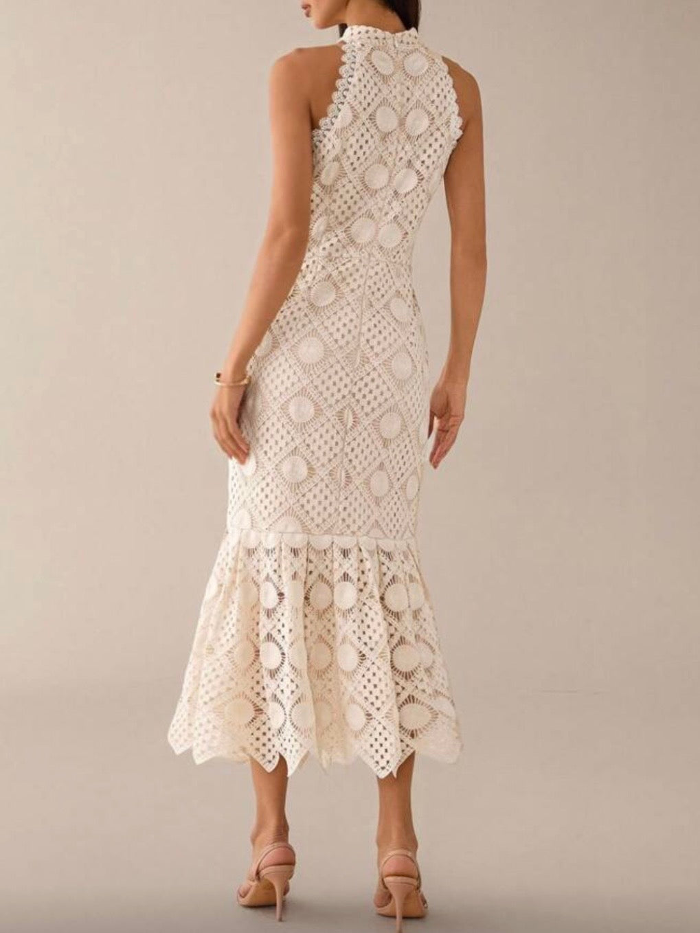 Beige crochet maxi dress