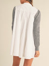 Gray and white mix fabrics top sweater