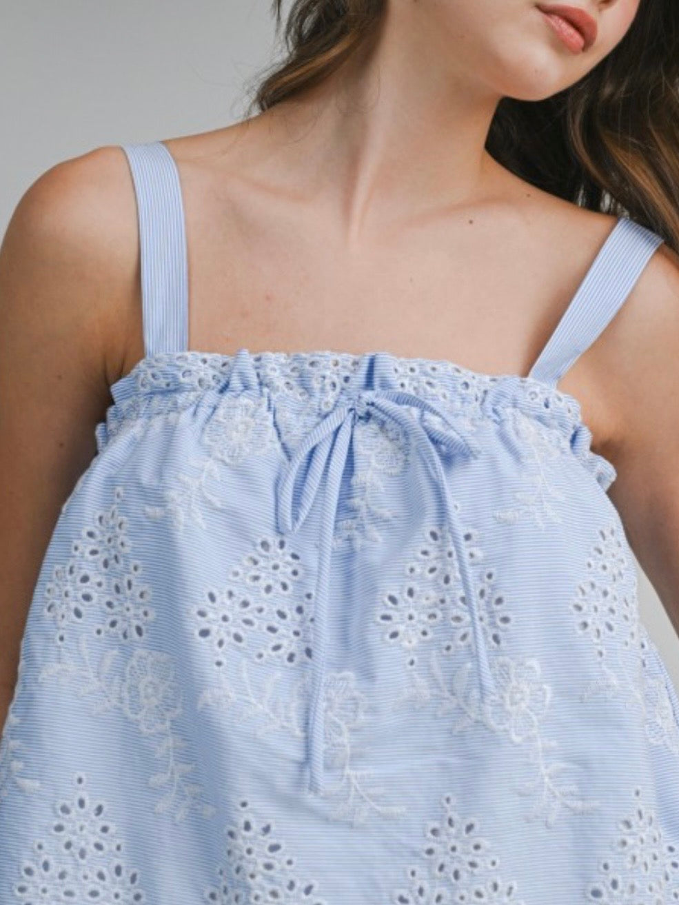 Light blue lace fabric set of 2 shirt and pants