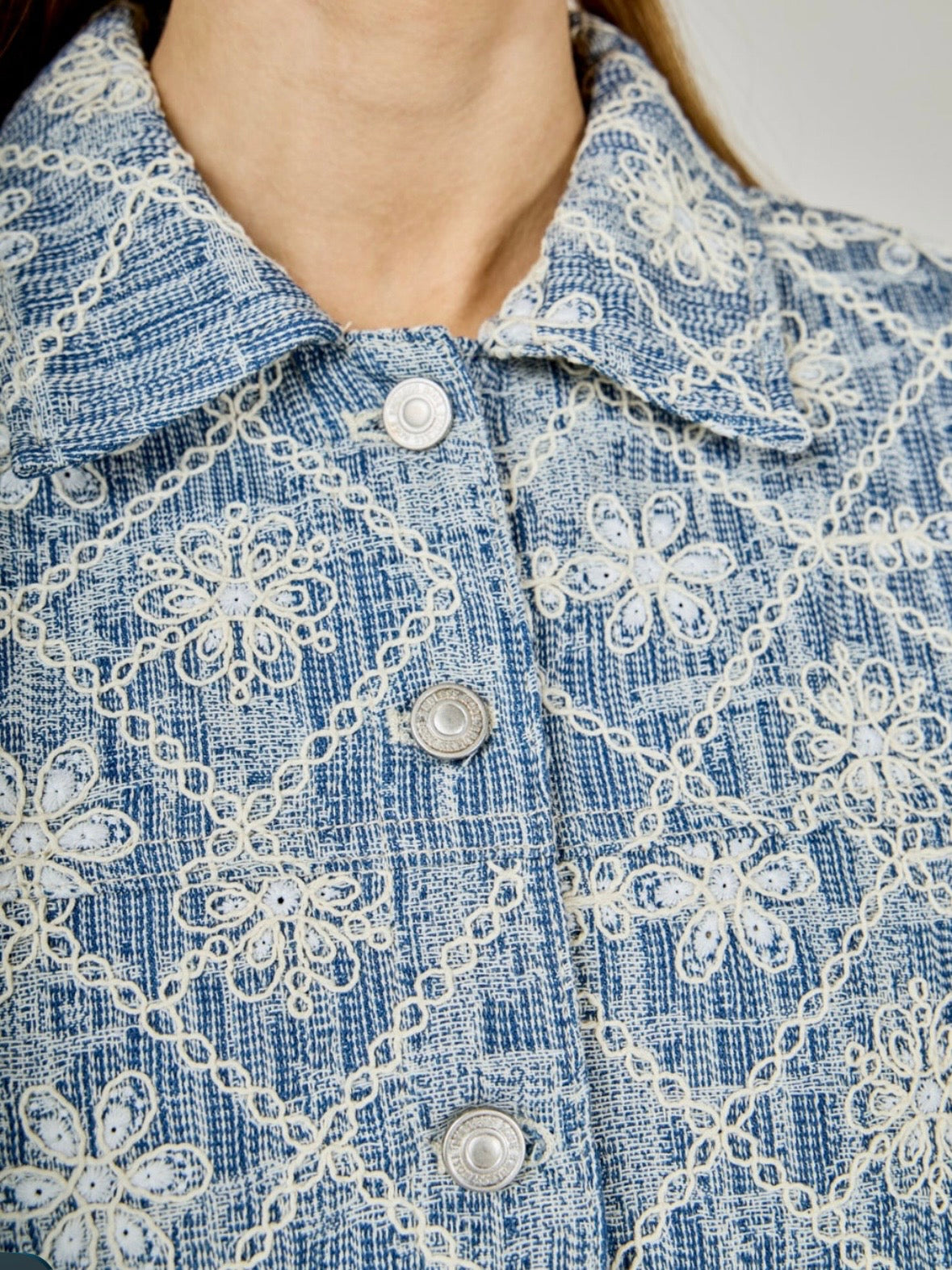 Light blue denim fabric set of 2 jacket and pants