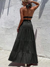 Black sexy bare back maxi dress