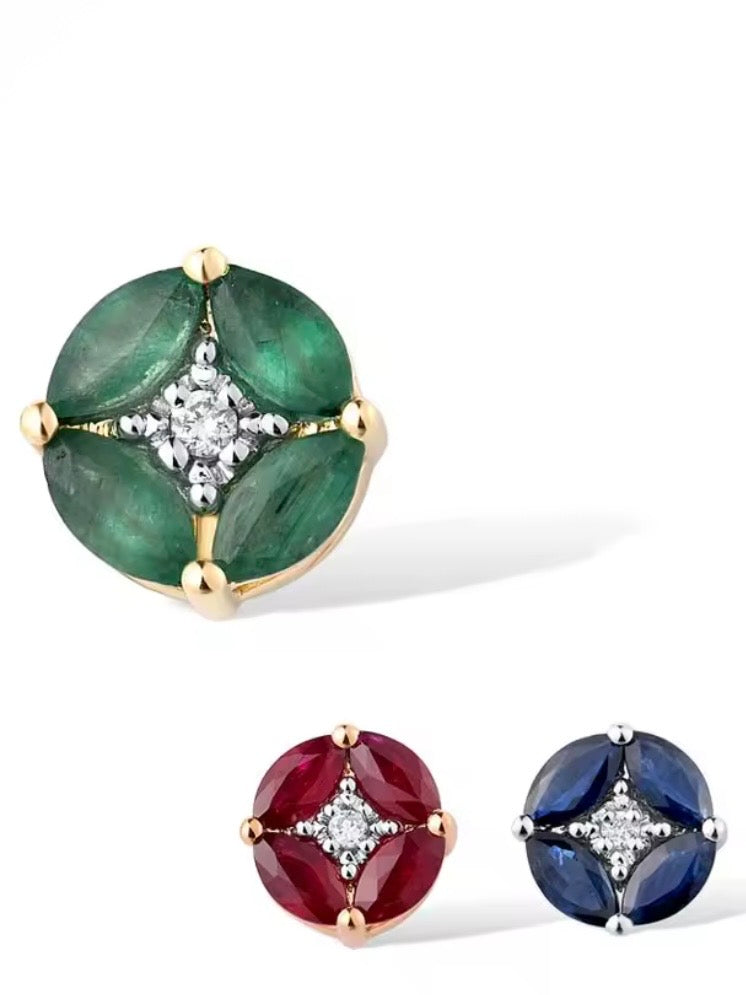 Blue / Green / Red 14k 585 gold pendant