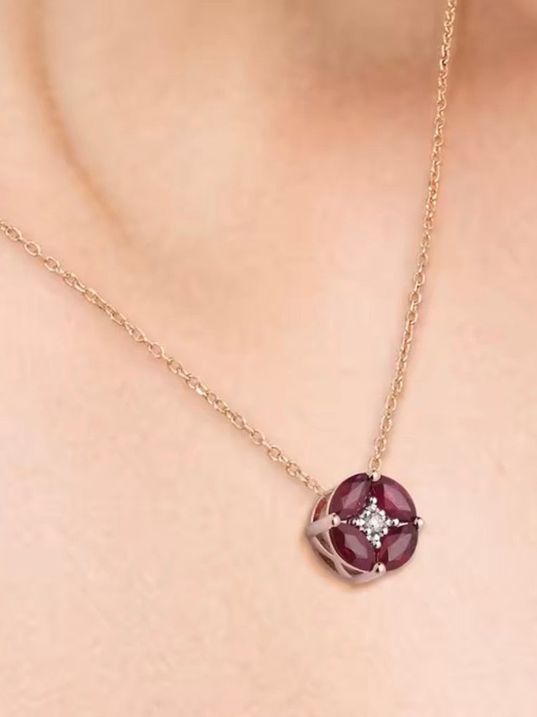 Blue / Green / Red 14k 585 gold pendant