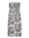 Gray tie dye strapless tube midi dress