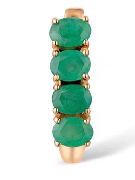 Rose gold 14k emerald hoop earrings