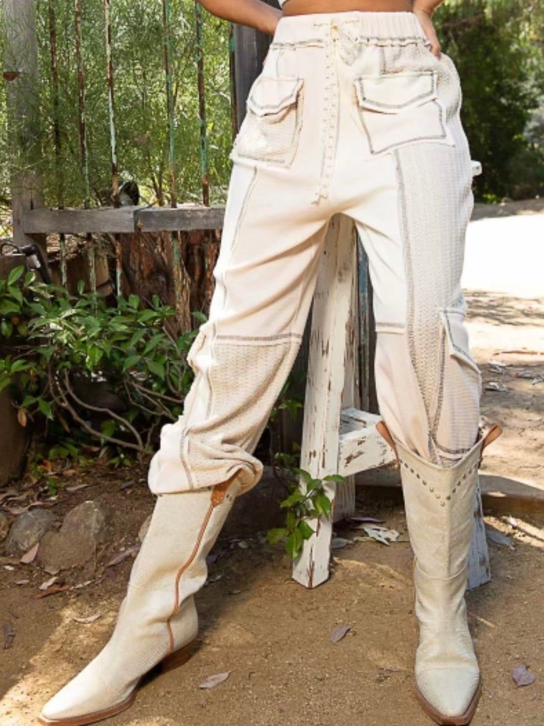 Beige cargo joggers