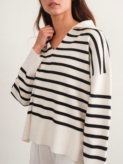 Beige and black striped sweater