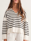 Beige and black striped sweater