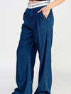 Mid blue wide fold over waist pants