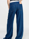 Mid blue wide fold over waist pants