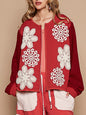 Red thin quilted bomber jacket