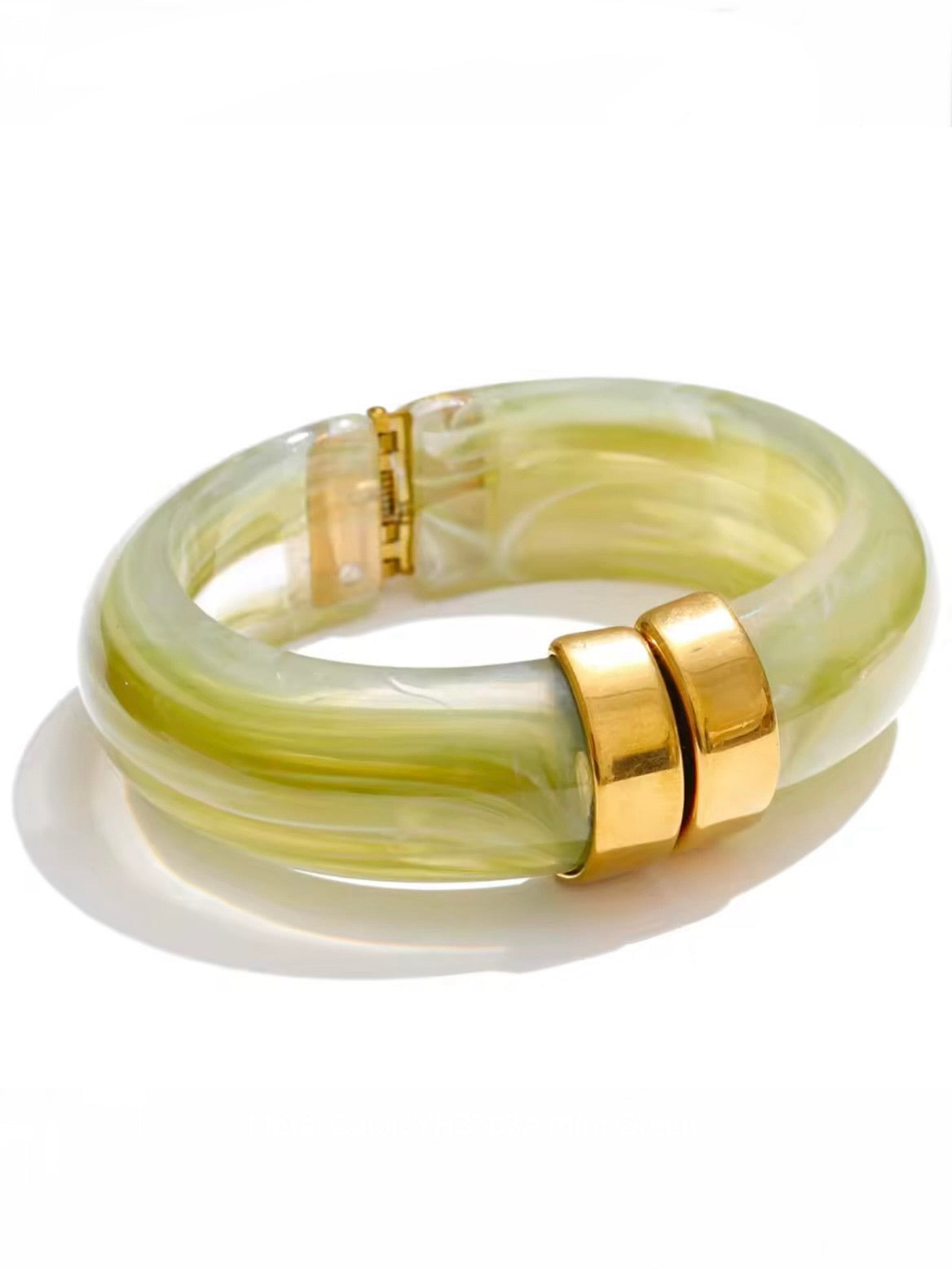 Solid colors resin acrylic metal wide bracelet
