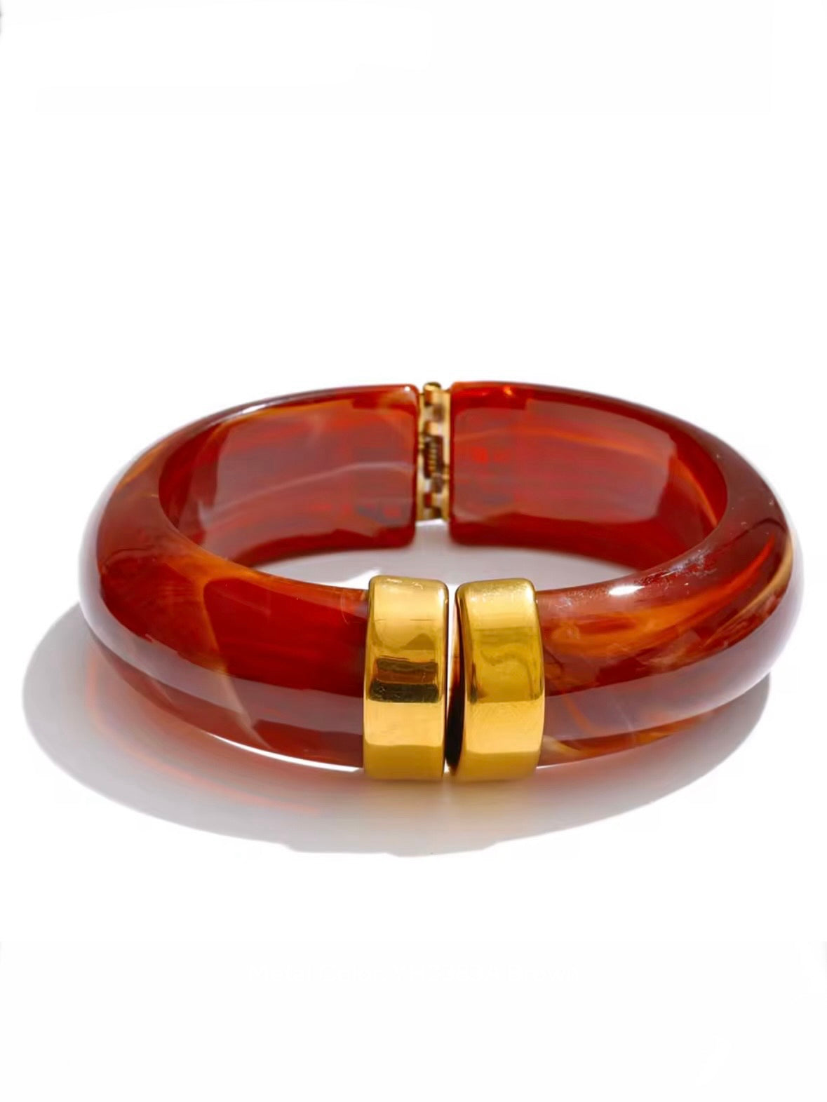 Solid colors resin acrylic metal wide bracelet
