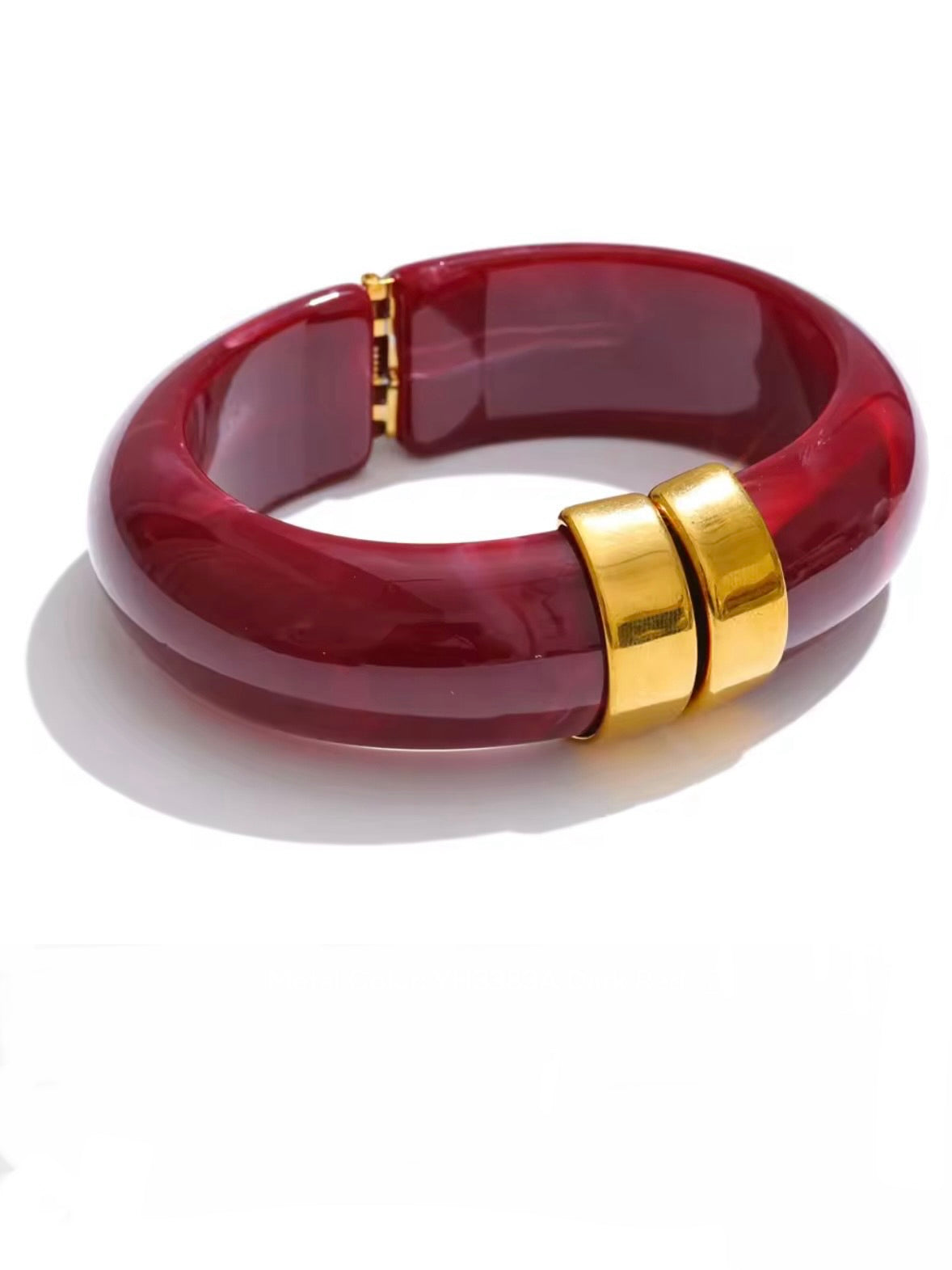 Solid colors resin acrylic metal wide bracelet