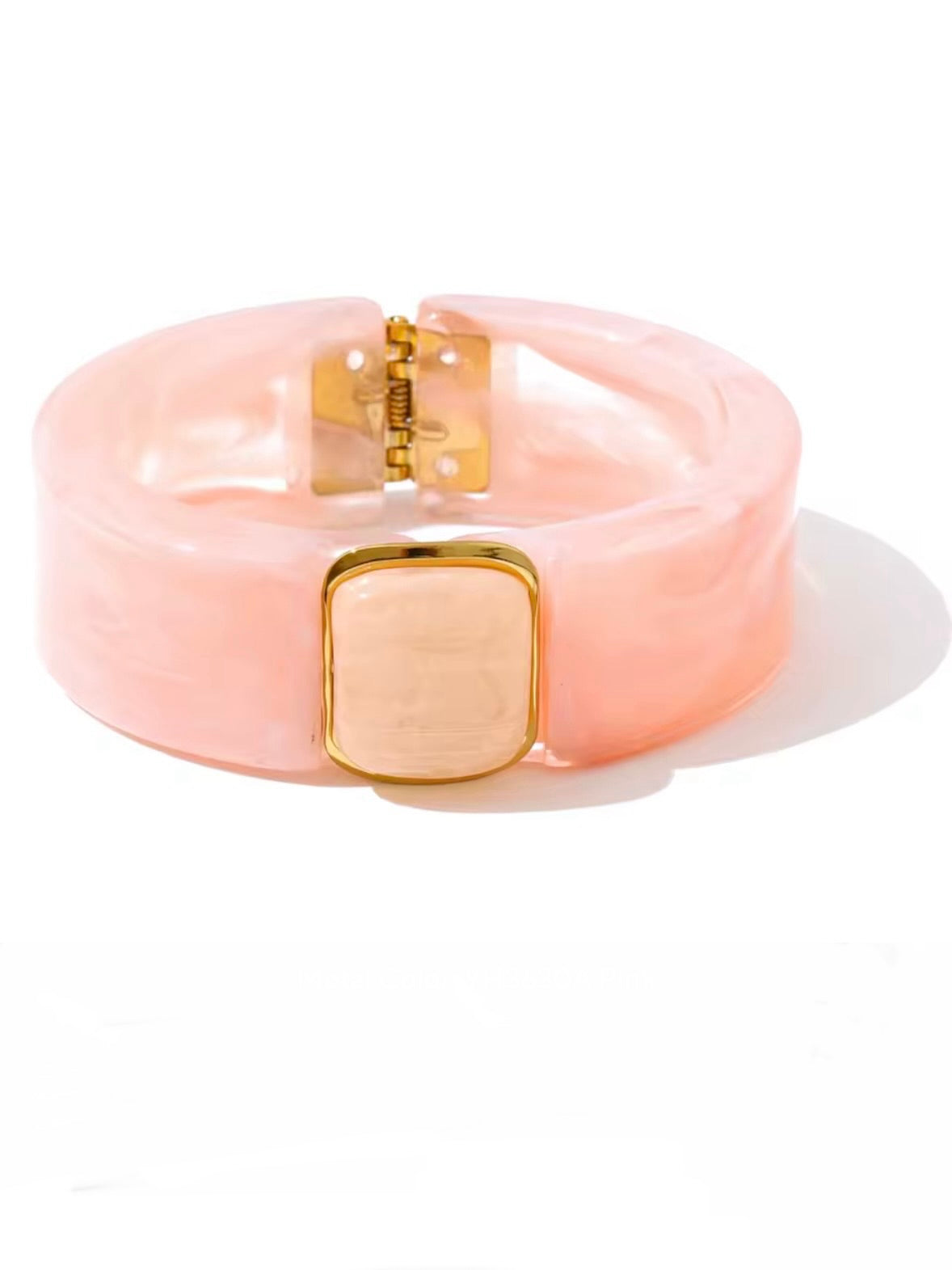 Solid colors resin acrylic metal wide bracelet