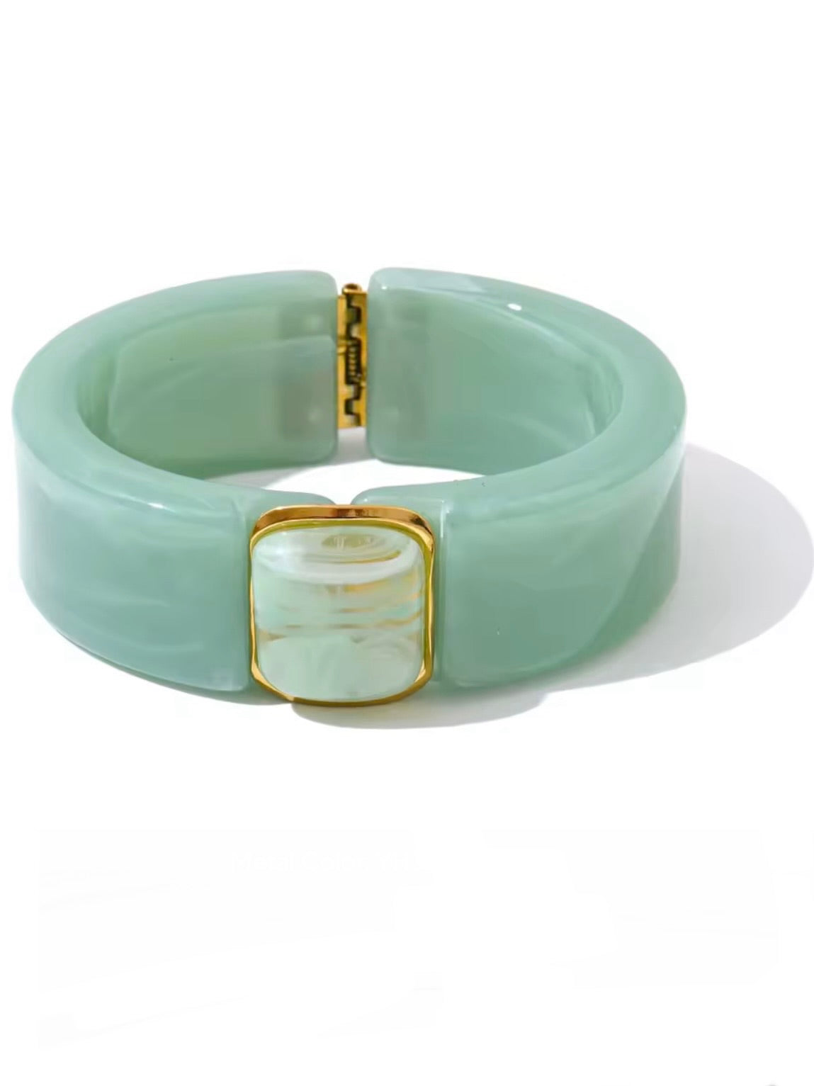 Solid colors resin acrylic metal wide bracelet