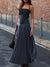 Black straps tube pleaded maxi dress