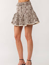 Gray set floral embroidered top and mini skirt