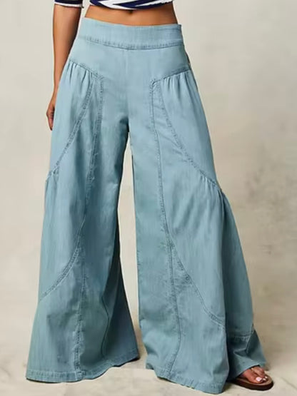 Blue loose fit wide pants