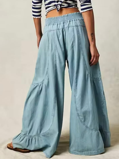 Blue loose fit wide pants