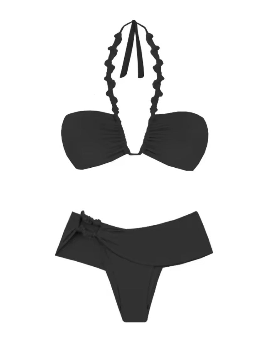 Solid colors bikini set swimsuit cover up swimwear