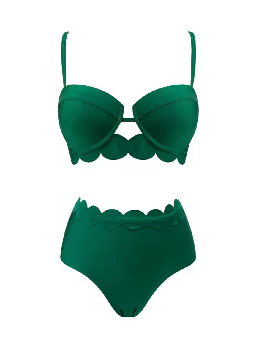 Dark green -  Brown bikini set swimsuit cover up swimwear