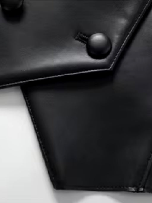 Black faux leather vest