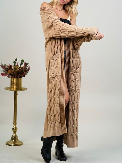 Solid colors loose long cardigan sweater