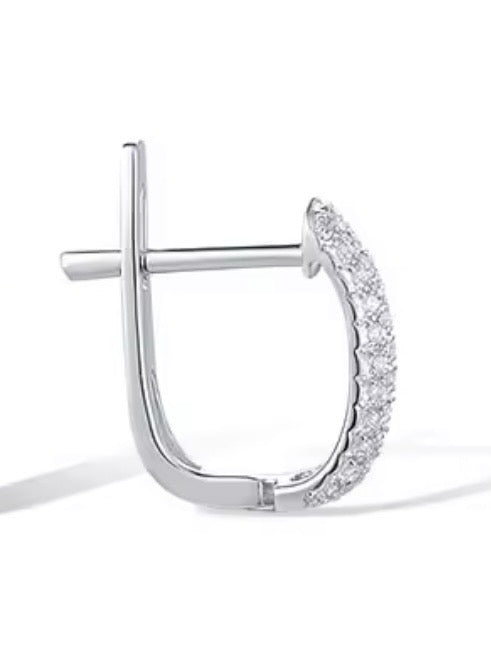 Rose/White gold 585 diamonds hoop earrings