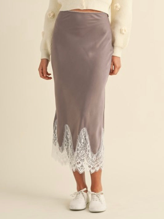 Solid colors lace tube midi open skirt