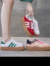 White and green platform lace up sneakers