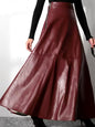 Solid colors faux leather maxi skirt