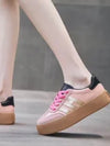 Pink, black and gold platform lace up sneakers