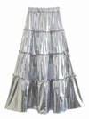 Silver metallic tube maxi skirt