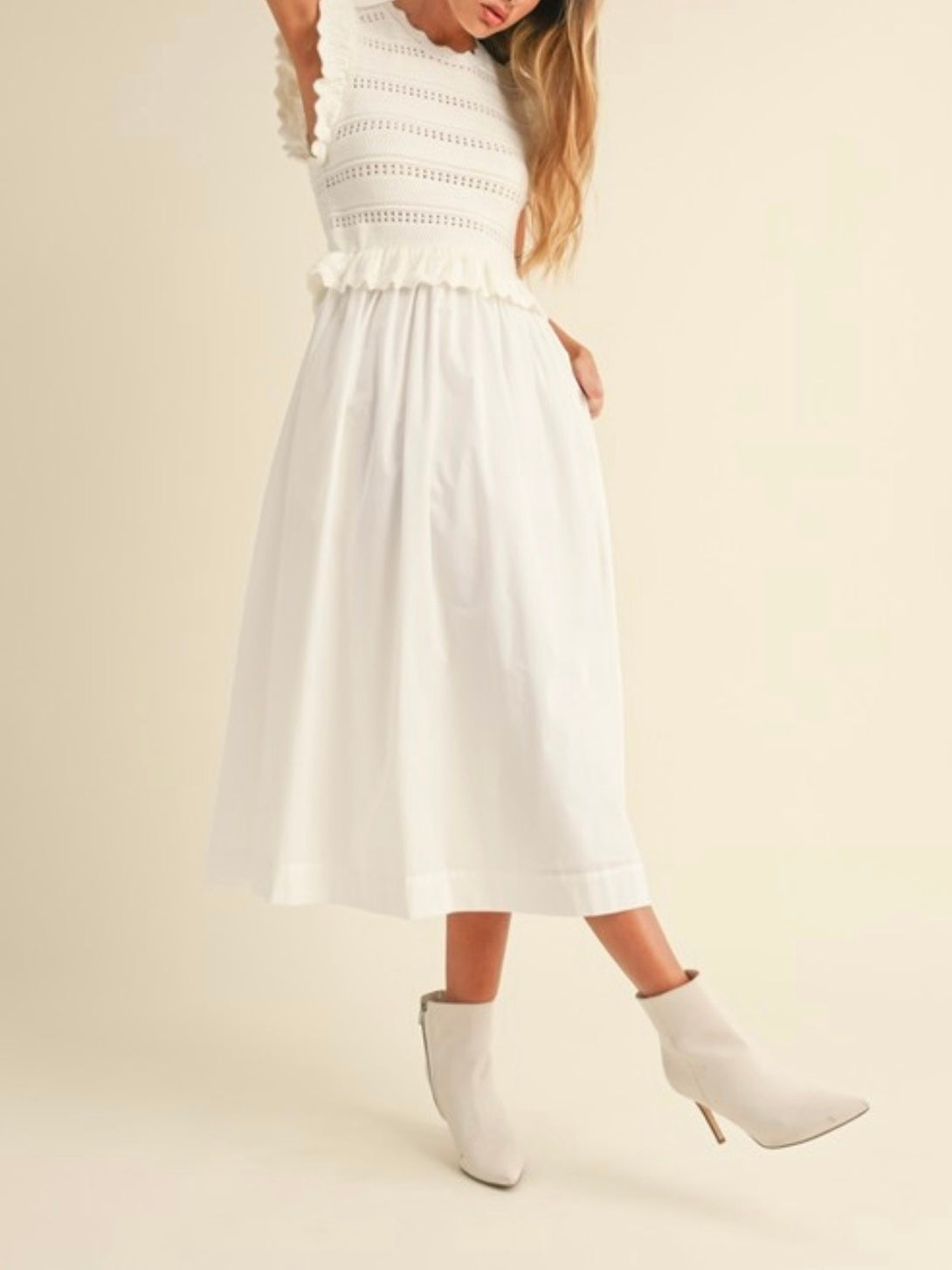 White set of 2 top and midi skirt