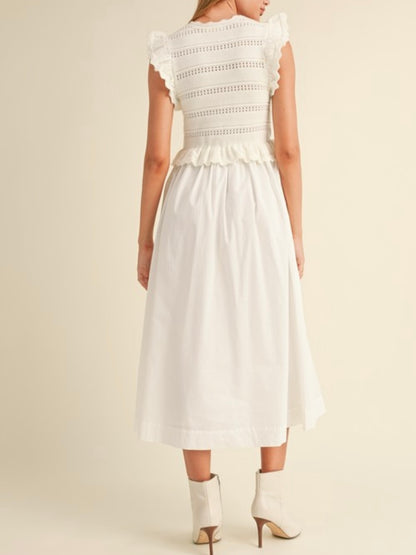 White set of 2 top and midi skirt