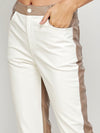 Off white and coffee faux leather pants