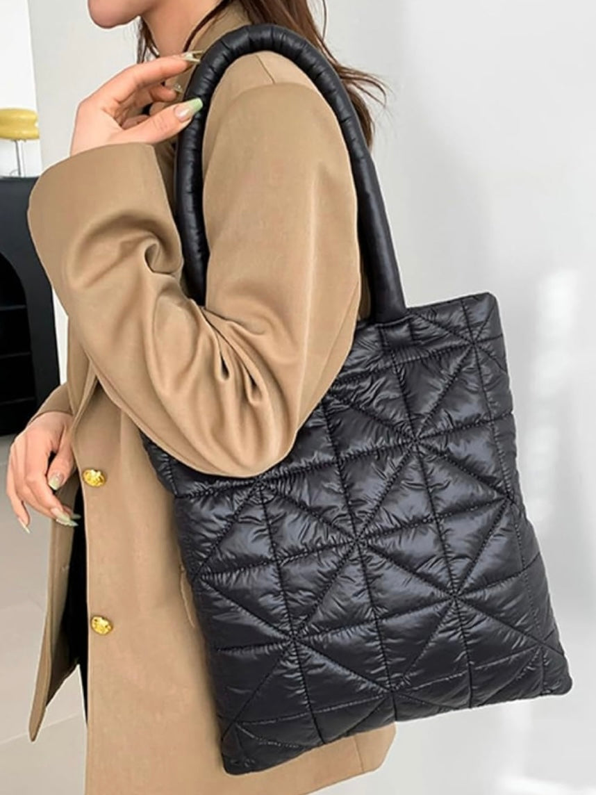 Solid colors padded woven big handbag