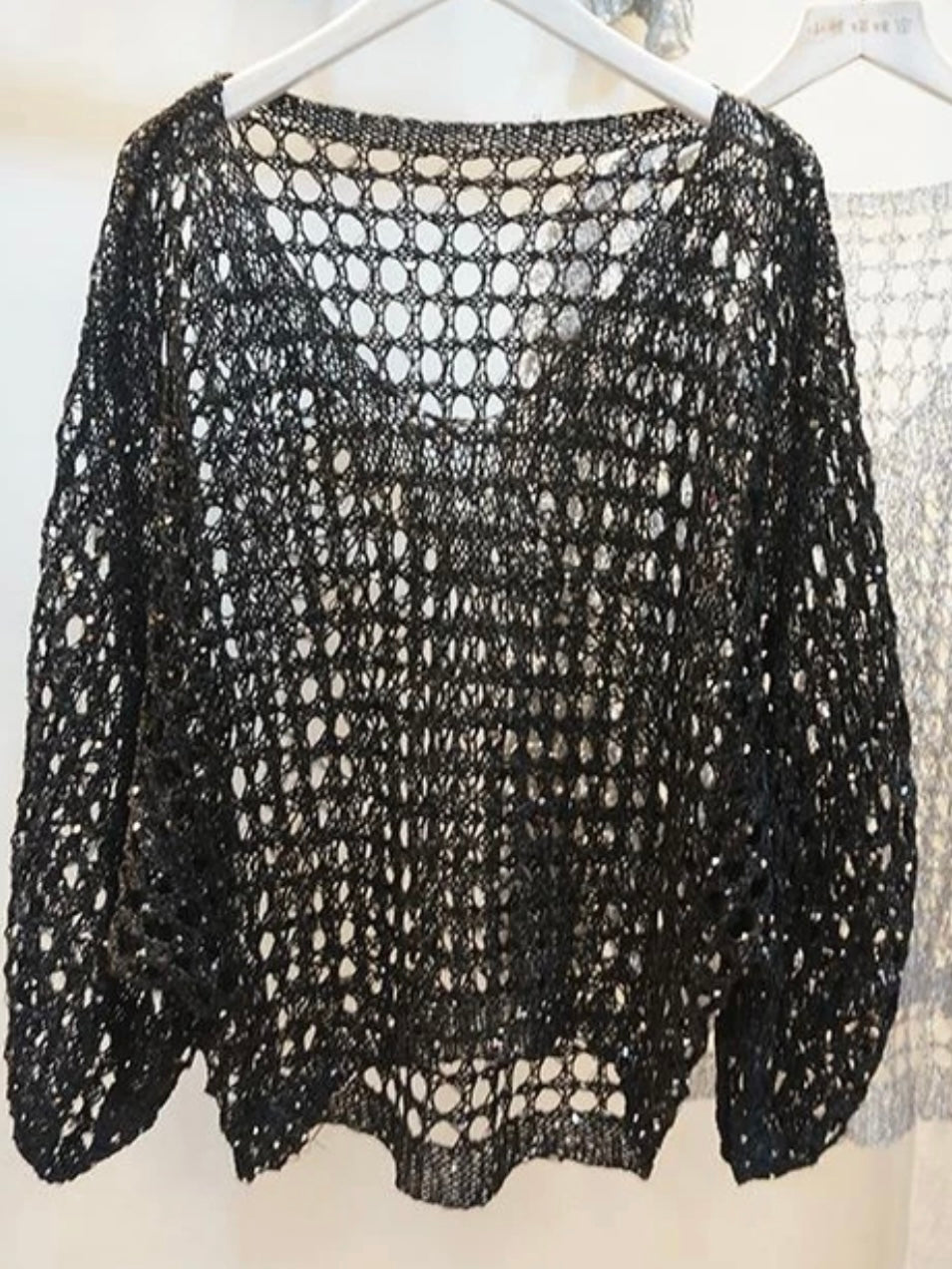 Shinny knitted big holes net top